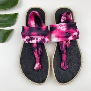 Nalho Ganika Sandals Yoga Mat Espadrilles Pink Tie Dye Fabric Women's 9